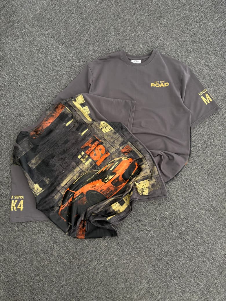 Toyota Supra MK4 "Hit The Road" Oversized Slate Tee