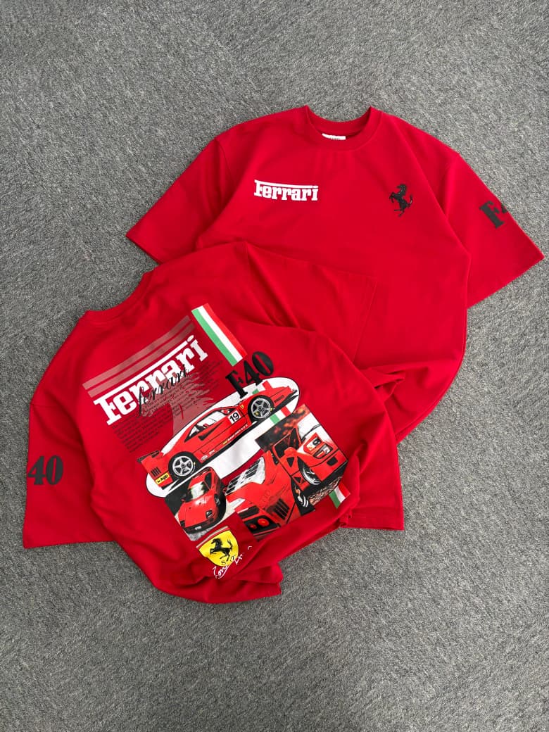 Ferrari F40 "Rosso Corsa" Oversized Red Tee