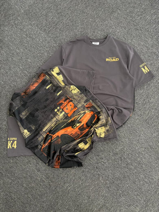 Toyota Supra MK4 "Hit The Road" Oversized Slate Tee