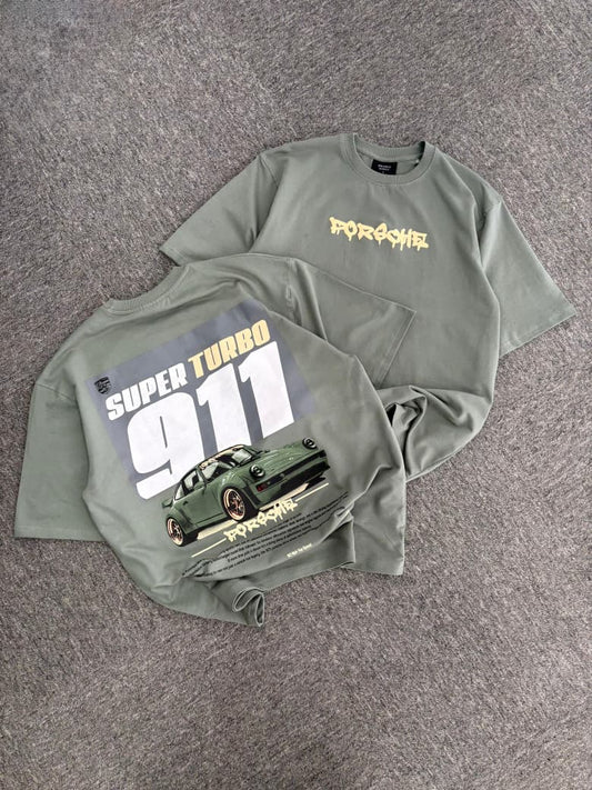 Porsche 911 "Super Turbo" Oversized Sage Tee