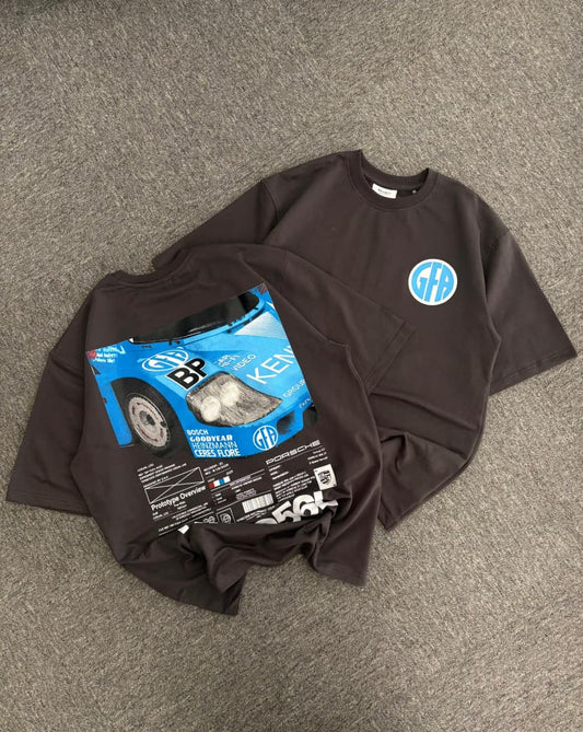 Porsche "Prototype Overview" Oversized Charcoal Tee