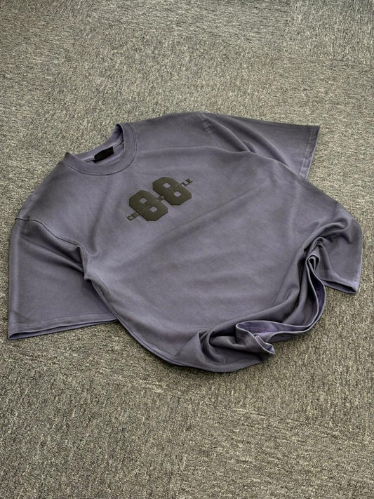 Charcoal Acid Wash Purple Grey Graphic Tee - "Own Your Vibe" Streetwear Edition