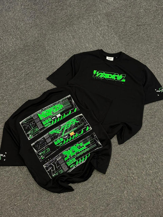 Cyber-Grid" Neo-Tech Oversized Tee