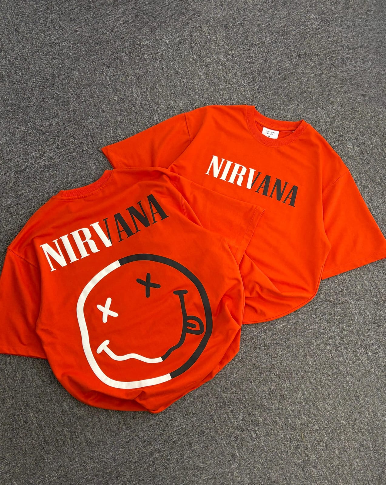 Nirvana "Smiley Face" Oversized Orange Tee