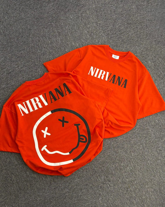 Nirvana "Smiley Face" Oversized Orange Tee